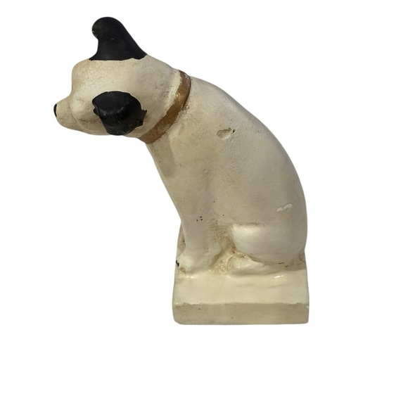 RCA Victor Nipper Dog Chalkware Resin Advertising Dog With  V on collar 4 inch - Picture 4 of 6
